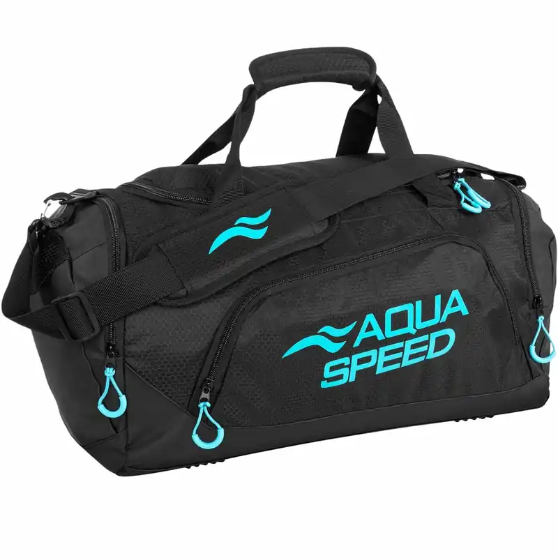 Schnäppchen Reisetasche Aqua Speed SPORT DUFFLE BAG M 35L - schwarz/türkis