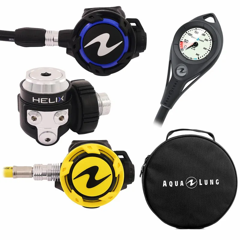 Automatik Aqua Lung Set HELIX DIN, Octopus HELIX, Manometer AL50 und Tasche Beliebt