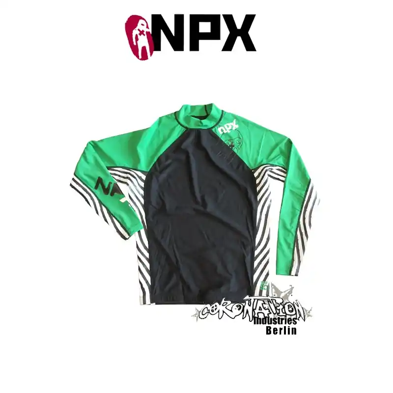 Super-Preis NPX Rash Vest Zebra L/S für Männer Grün/Schwarz