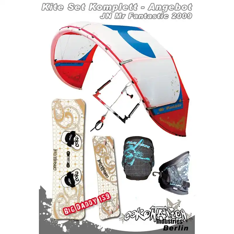 Kitesurf Set 3 JN Mr Fantastic Freeride/Freestyle Kite 10qm Heißes Angebot