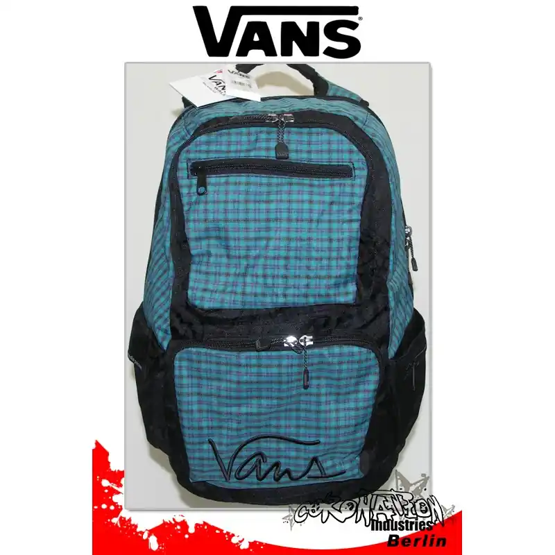 Mega-Angebot Vans Doozie Enamel Blue Turquoise-Grau Karo Skateboard-Rucksack