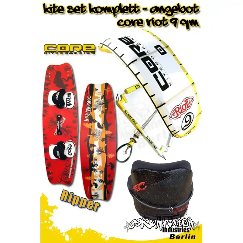 Preiswert Kite Set Komplett - Core Riot 9m² - Ripper - Cabrinha Trapez