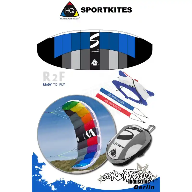 Versand Am Gleichen Tag HQ Symphony 2.2 Acqua R2F Lenkmatte Sportkites