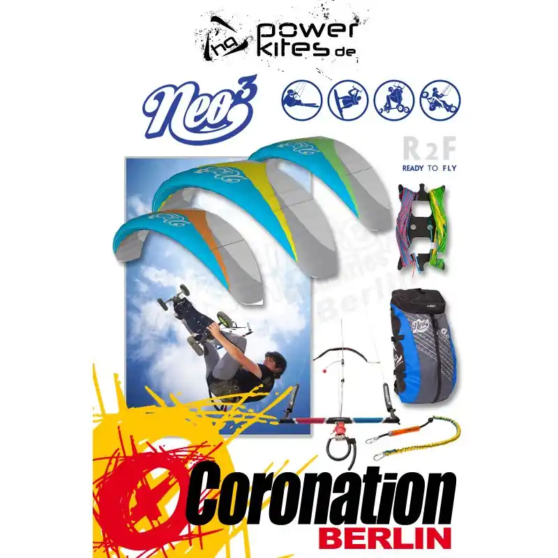 Billig HQ Neo 3 Depower Snowkite 8qm mit Bar gebraucht