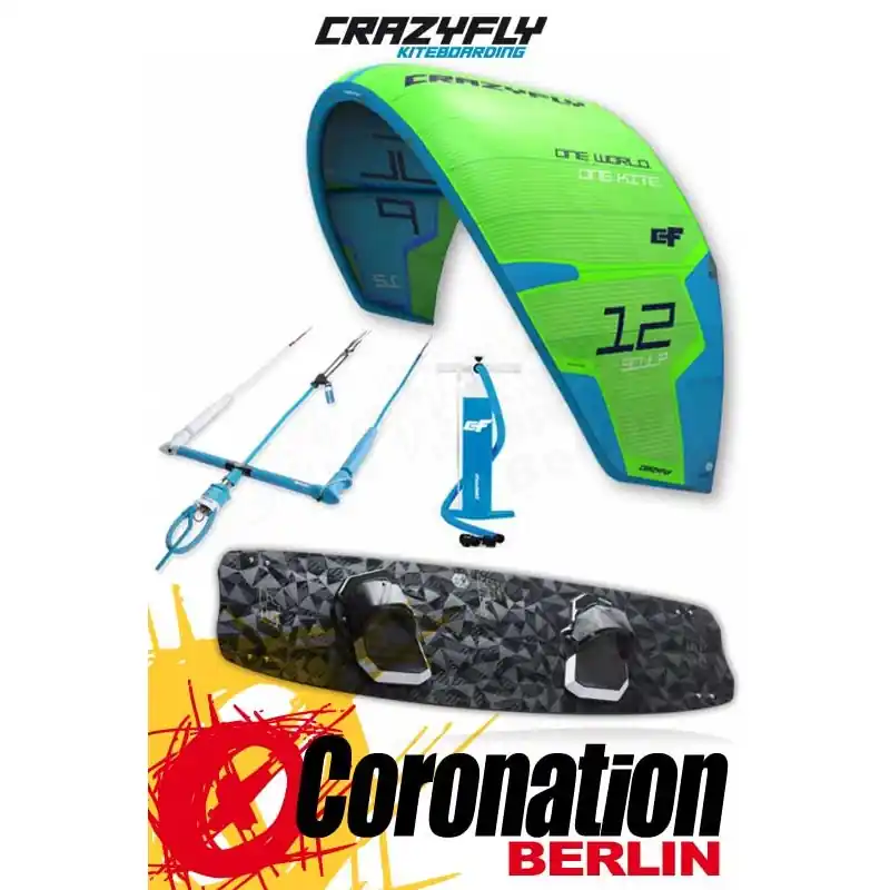 CrazyFly Sculp Green 14m² & Raptor LTD 2017 Kite + Board + Bar komplett Set Preis Gesenkt
