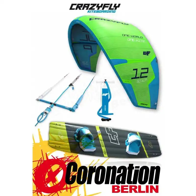CrazyFly Sculp Green 12m² & Bulldozer 2017 Kite + Board + Bar komplett Set Neu