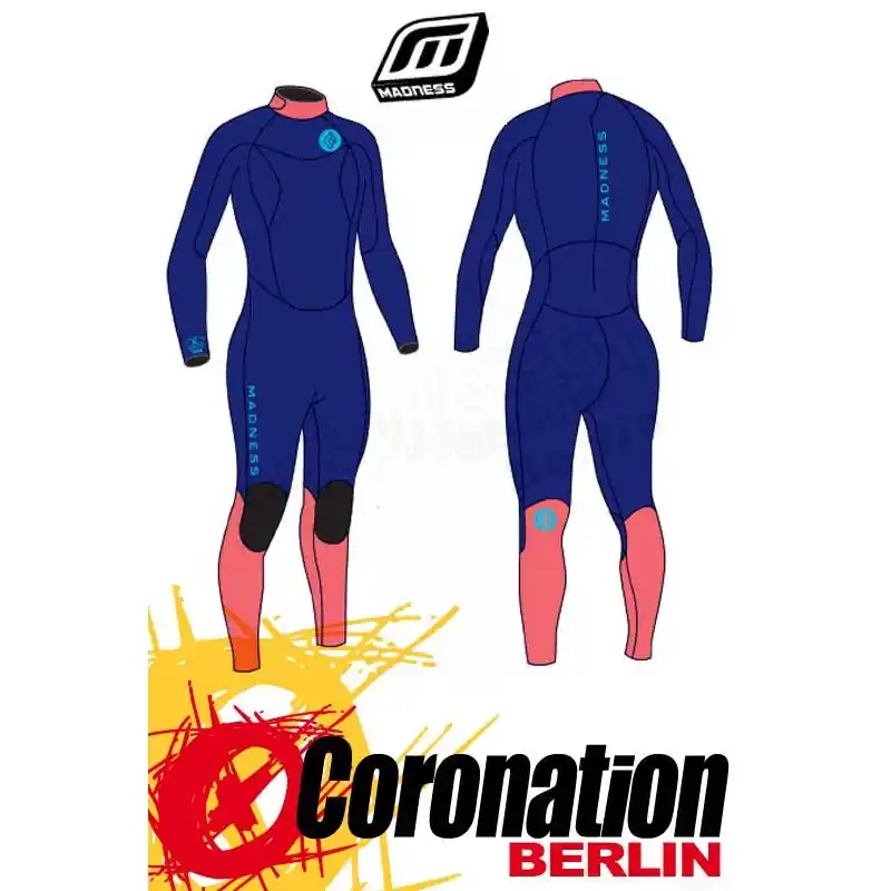 Madness Neoprenanzug 3/2 EVOLUTION WOMEN Steamer Blue/Fluo Red Markenprodukt