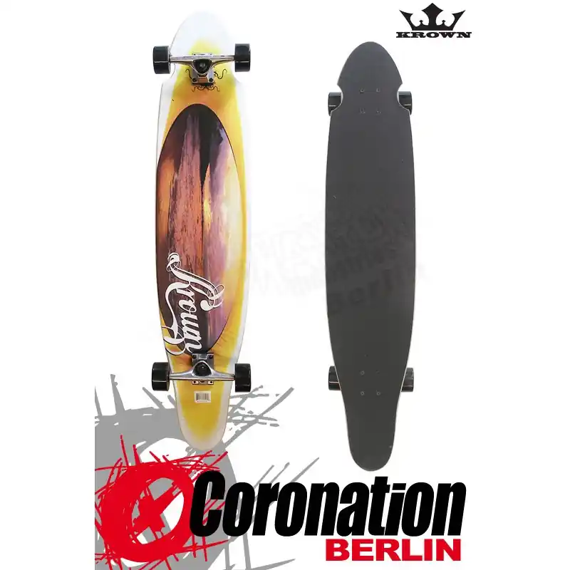 Neu Im Sortiment Krown Longboard Komplett Orange Sunset Kicktail Cruiser 41,5"