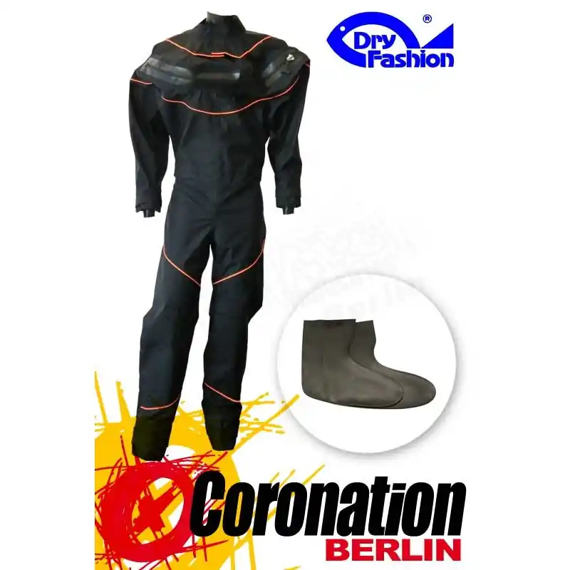 Begrenztes Angebot Dry-Fashion Trockenanzug Black Performance Orange mit Füßlinge