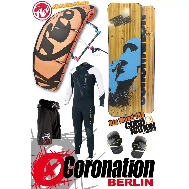 Kitesurf Set Leichtwind RRD Addiction 13qm + Coronation Big Wood Preiswert