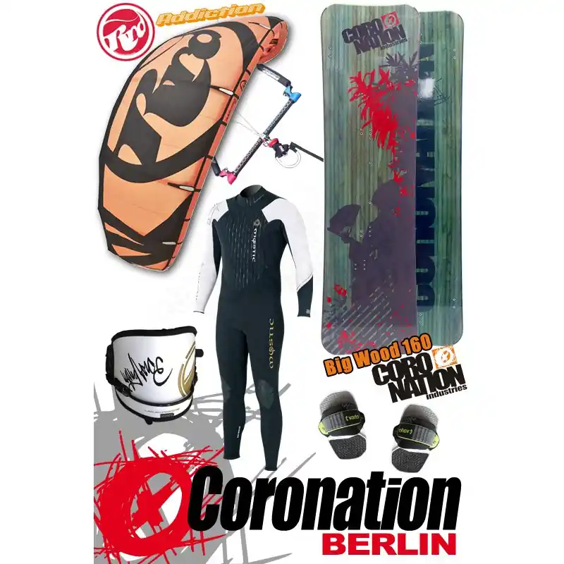 Expressversand Kitesurf Set Leichtwind RRD Addiction 11qm + Coronation Big Wood