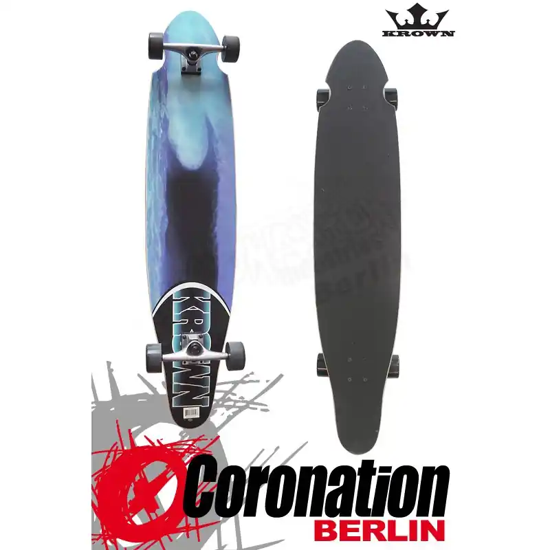 Meistverkauft Krown Longboard Komplett Blue Wave Kicktail Cruiser 41,5"