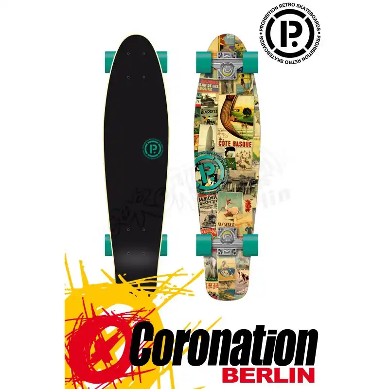 Neu Im Sortiment Prohibition Retro Wood mini Cruiser Bask Coast Longboard