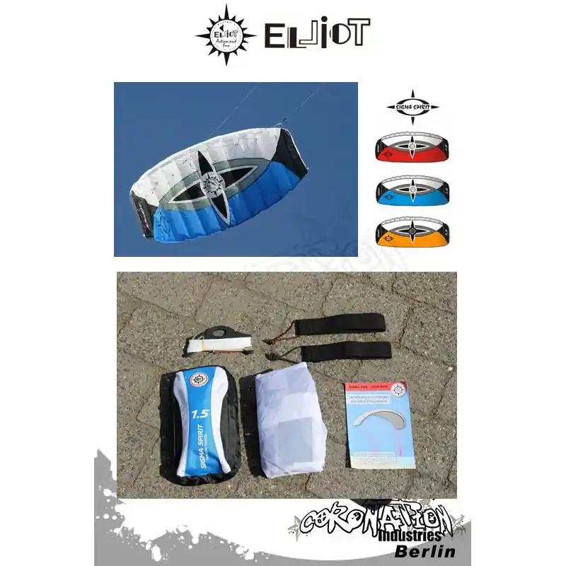 Neu Elliot Sigma Spirit 2-Leiner Kite R2F - 1.5 Blau