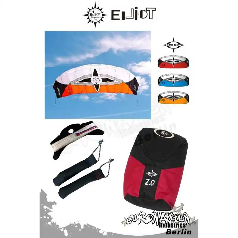 Elliot Sigma Spirit 2-Leiner Kite R2F - 2.0 Orange mit Bar Direktkauf