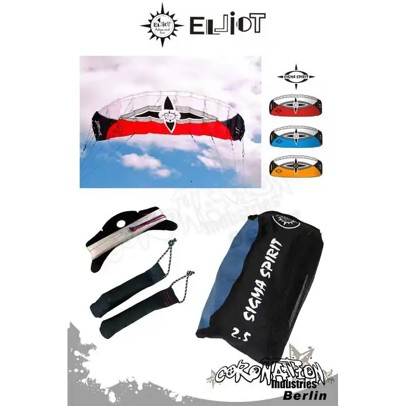 Elliot Sigma Spirit 2-Leiner Kite R2F - 2.5 Rot mit Bar Direkt Vom Hersteller