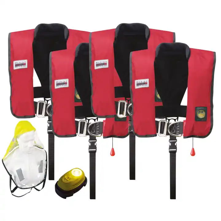 300N Premium ISO Lifejkt LB UML w. Sprayh. & light 4er SET Preisreduziert