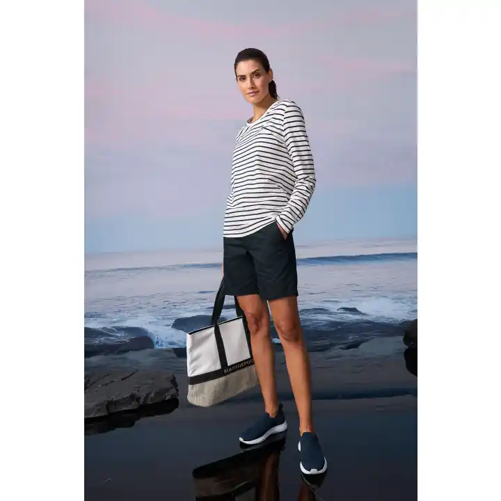 Kijo Gestreiftes Langarmshirt Damen Rabatt