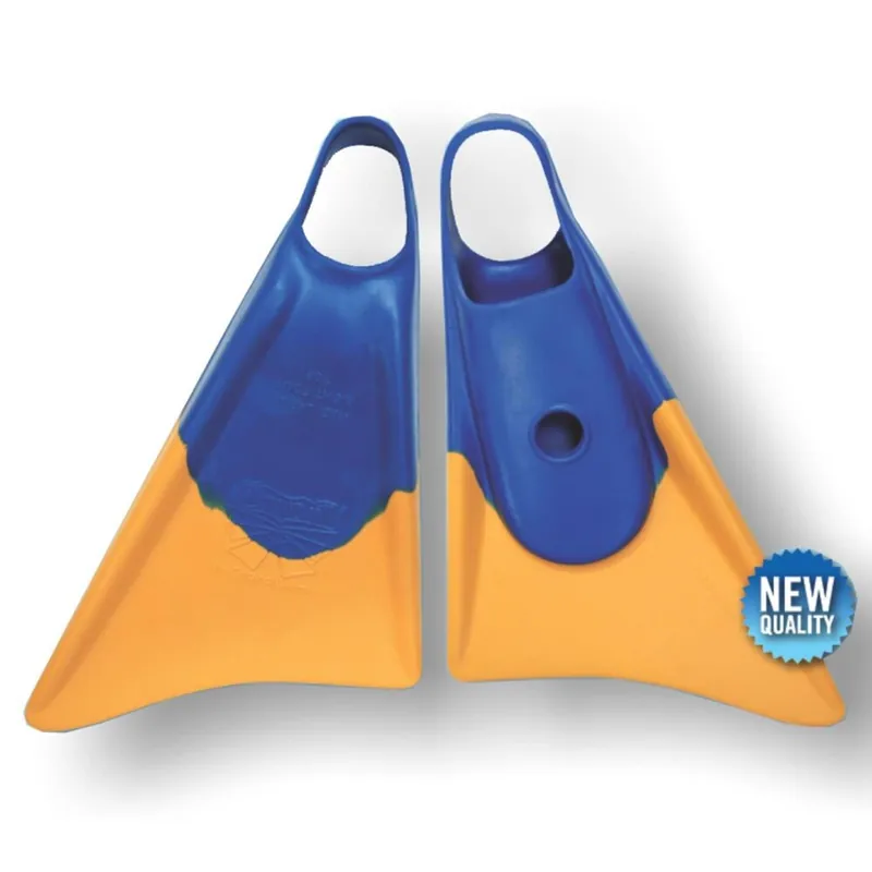 Bodyboard Flossen CHURCHILL Makapuu L Blau Gelb Preisreduziert