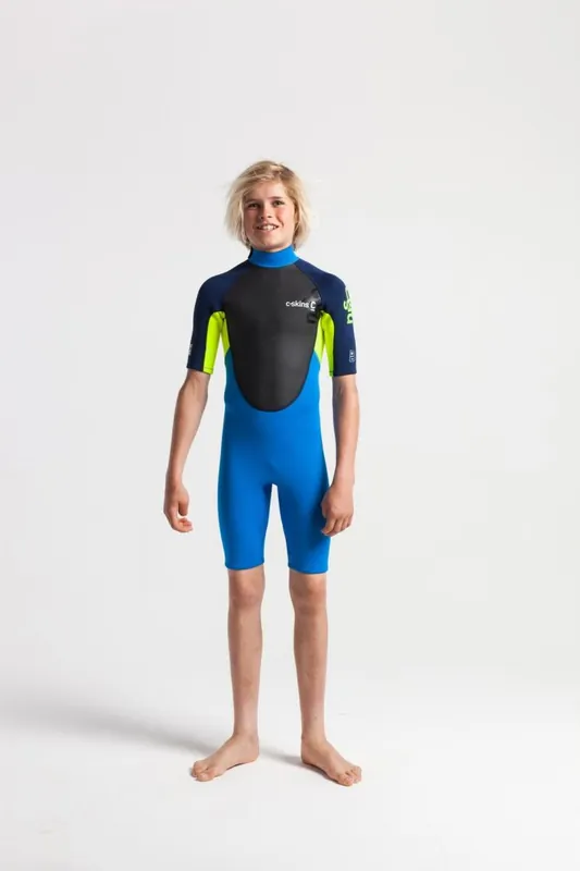 C-Skins ELEMENT Junior Steamer 2,5mm Shorty Neoprenanzug Blue Yellow 12 Jahre/ XL Angebot