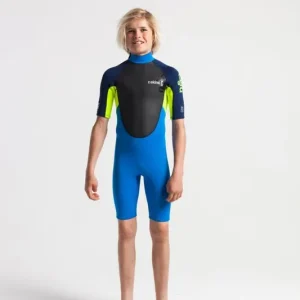 Sonderaktion C-Skins ELEMENT Junior Steamer 2,5mm Shorty Neoprenanzug Blue Yellow 5 Jahre / S