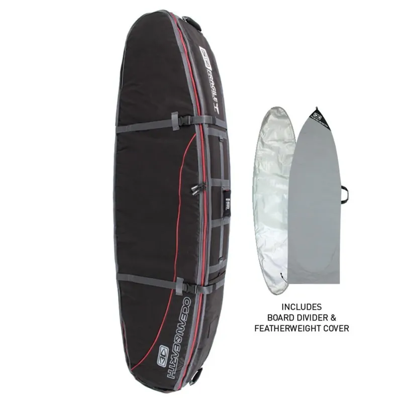 Schneller Versand Ocean & Earth Boardbag Travel Quad Coffin Shortboard Cover Black/Red 7´0"