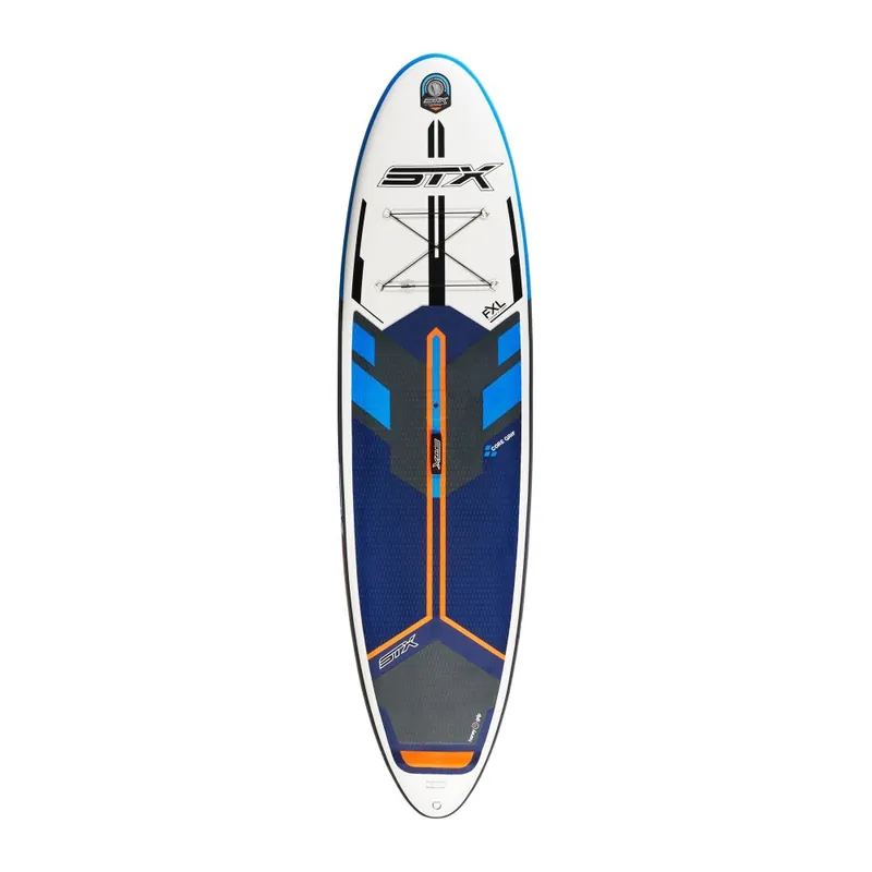 STX Inflatable SUP 10'6" Freeride Hybrid Windsurf Blue Orange Sonderangebot