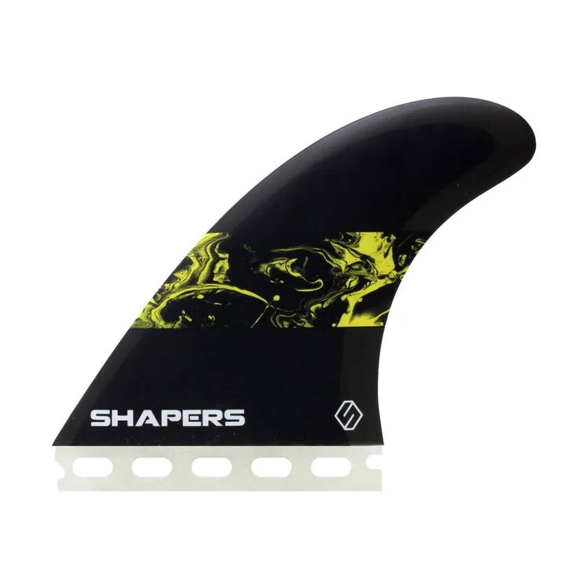 Shapers Fins Medium-Large CoreLite Tri-Fin Set Black/Yellow Abverkauf