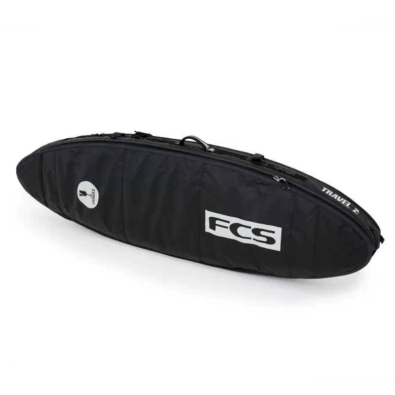 Preisreduziert FCS Boardbag Travel 2 Funboard Black/Grey Surfboard Cover 6.3