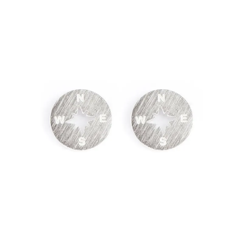 Vintageliebe Ohrstecker Minimalistisch Kompass klein Silber Preis Gesenkt