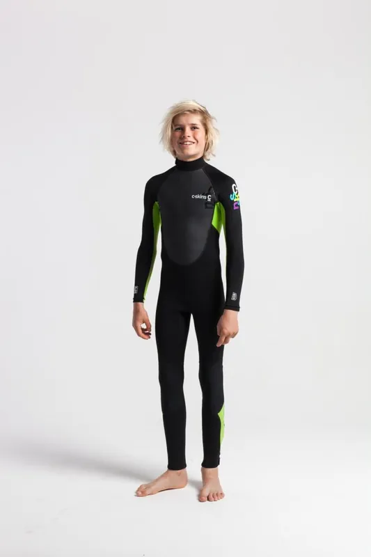 Super-Preis C-Skins ELEMENT Junior Steamer 3/2 Neoprenanzug Black / Lime MS