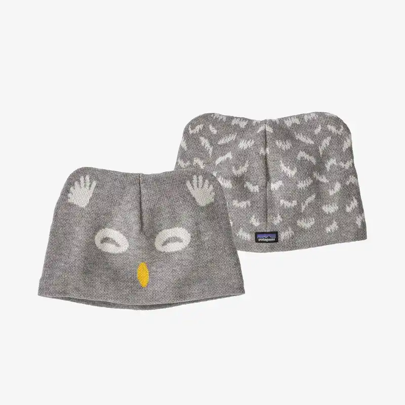 Patagonia Baby Animal Friends Beanie Owl Drifter Grey 12-24 Monate Letzte Chance