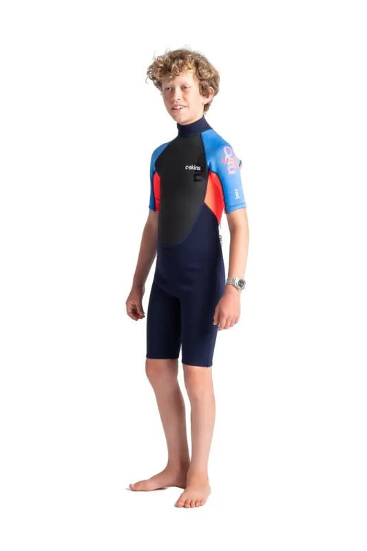 Sale C-Skins Element 3/2 mm Junior Unisex Shorty Neoprenanzug Black Blue JXL (12)