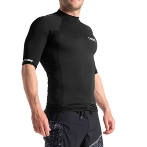 C-Skins NuWave Basics Mens Short Sleeve Rash Guard Black S Highlight
