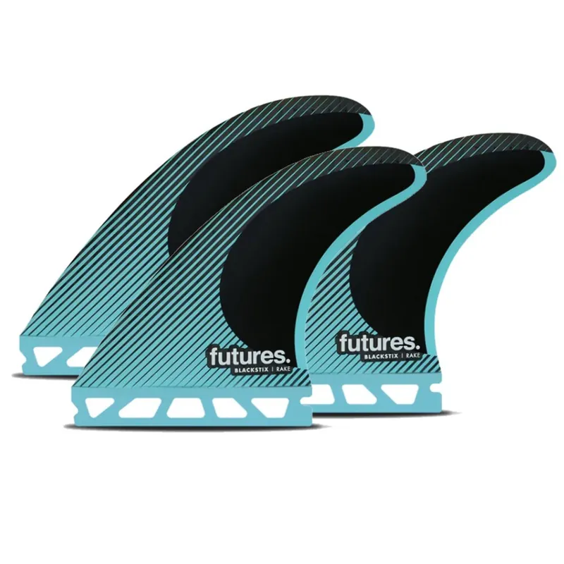 Geprüft FUTURES Thruster Fin Set R4 Blackstix Rake S