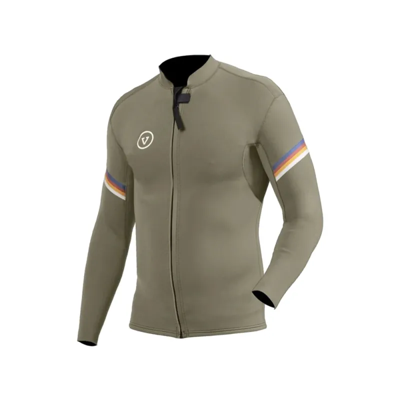 Günstig Vissla Raditude 2MM Front Zip Jacket Neoprene Jacke Dark Khaki L