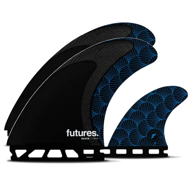 Must-Have FUTURES Twin Tri Fin Set Rasta Honeycomb Carbon