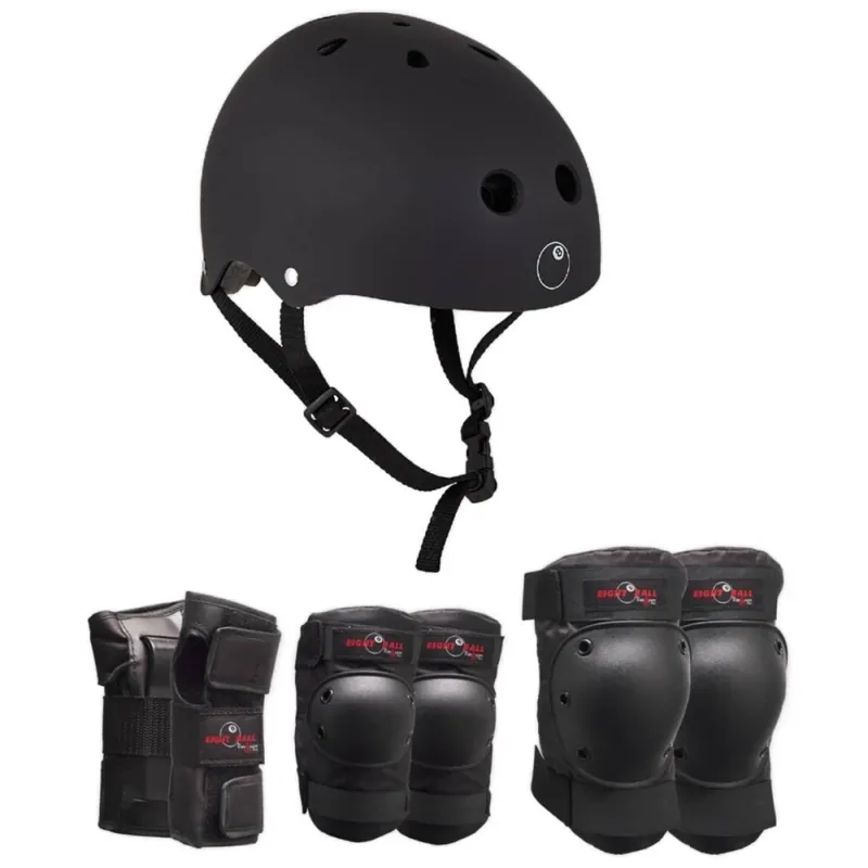 Triple 8 Eight Ball Combo Schonerset mit Helm Schwarz 8+ Jahre Kracherpreis