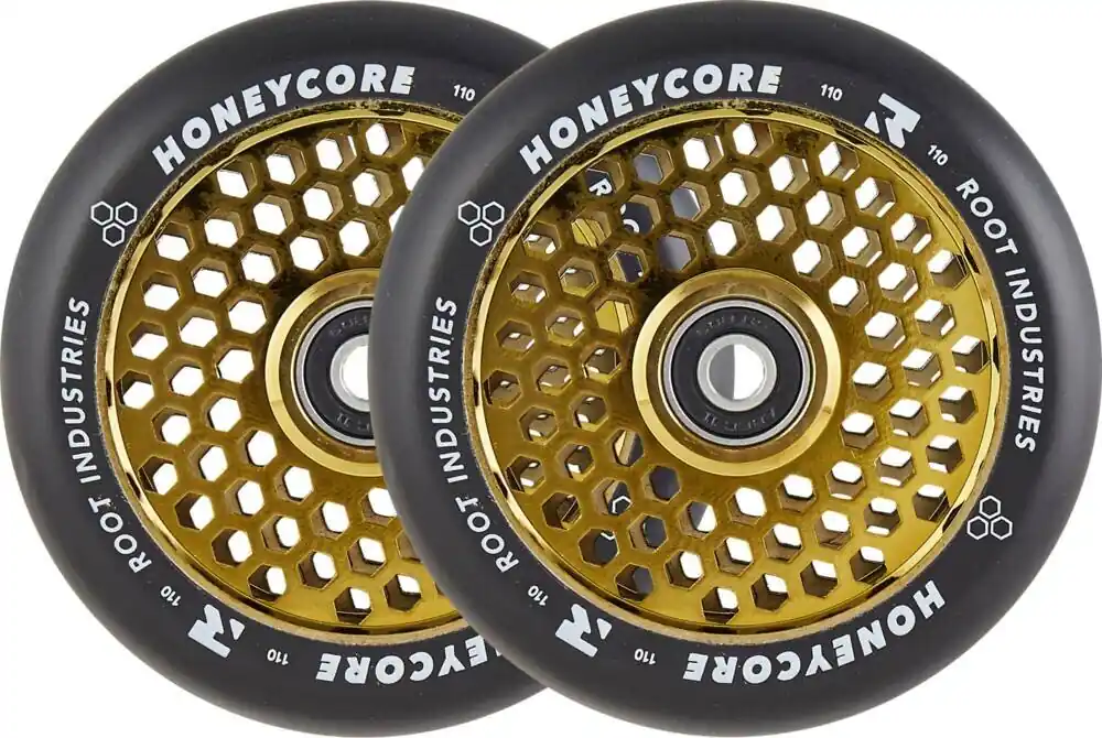 Neu Root Honeycore 120mm Rollen Schwarz/Gold