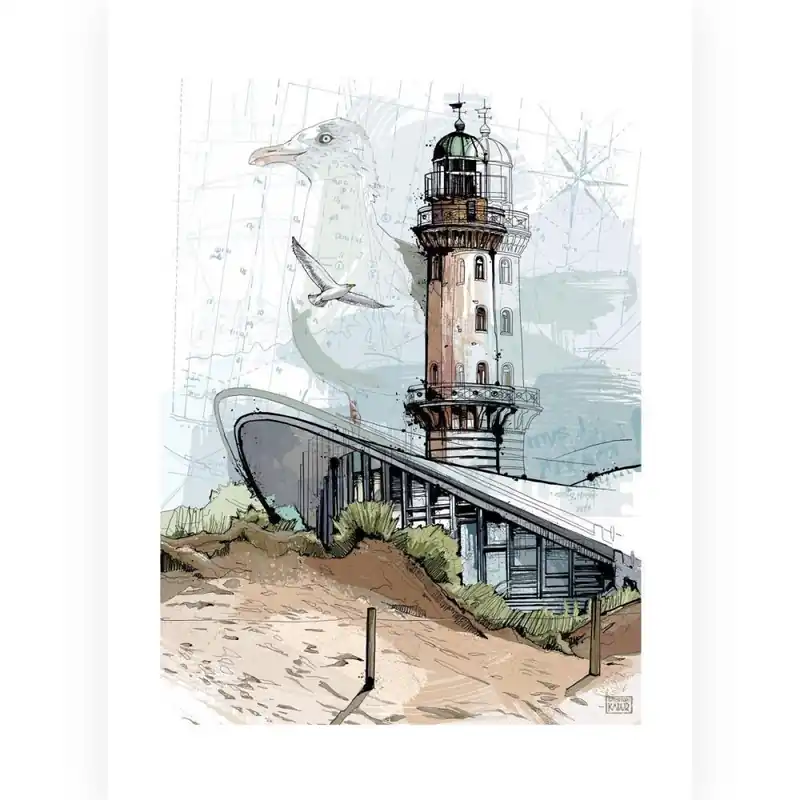 Postkarte Illustration Christoph Kadur Düne Seezeichen Meistverkauft