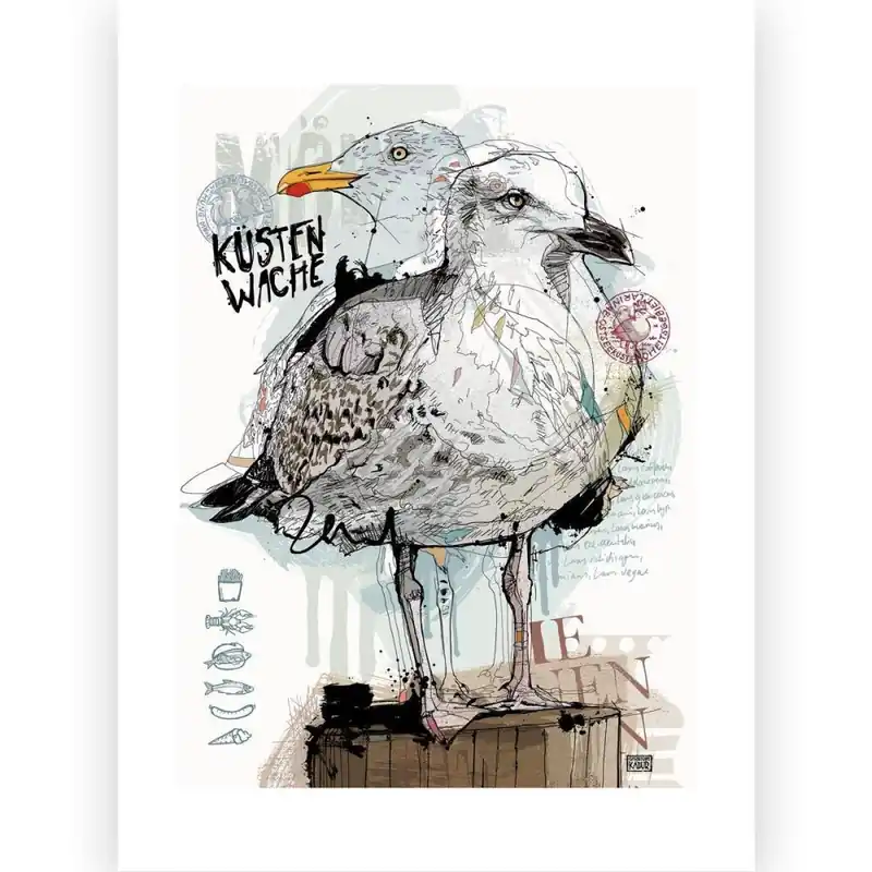 Schnäppchen Kunstdruck Illustration Christoph Kadur Küstenwache