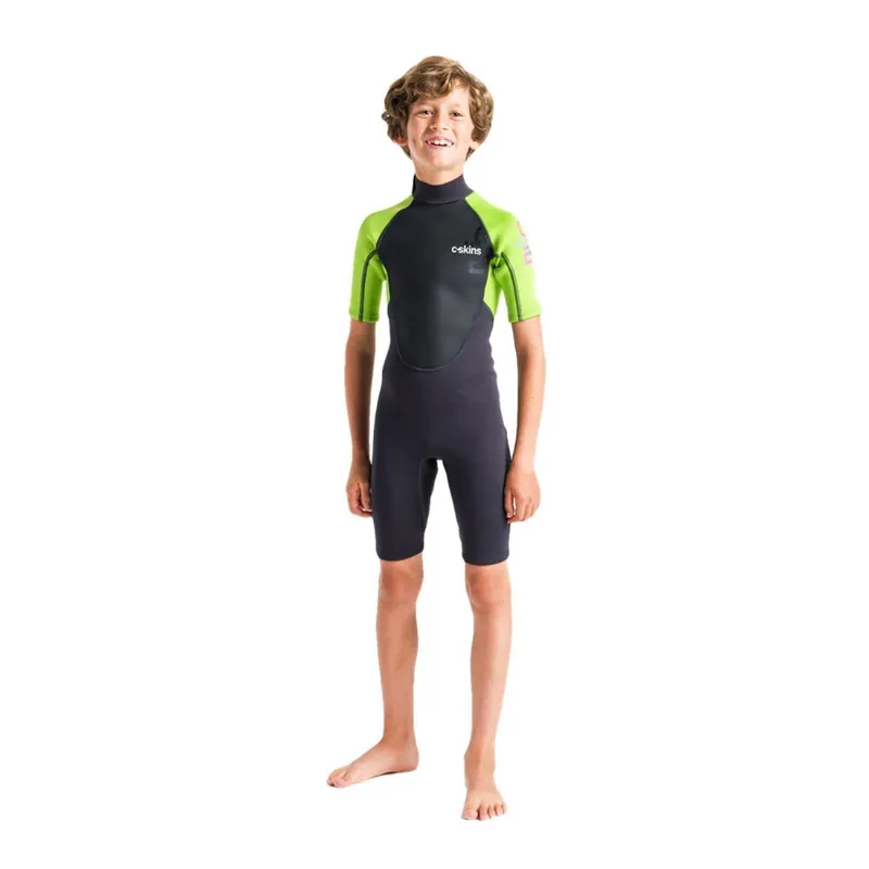 Top-Preis C-Skins Element 3/2 mm Junior Unisex Shorty Neoprenanzug Anthracite Lime Multi JL (10)