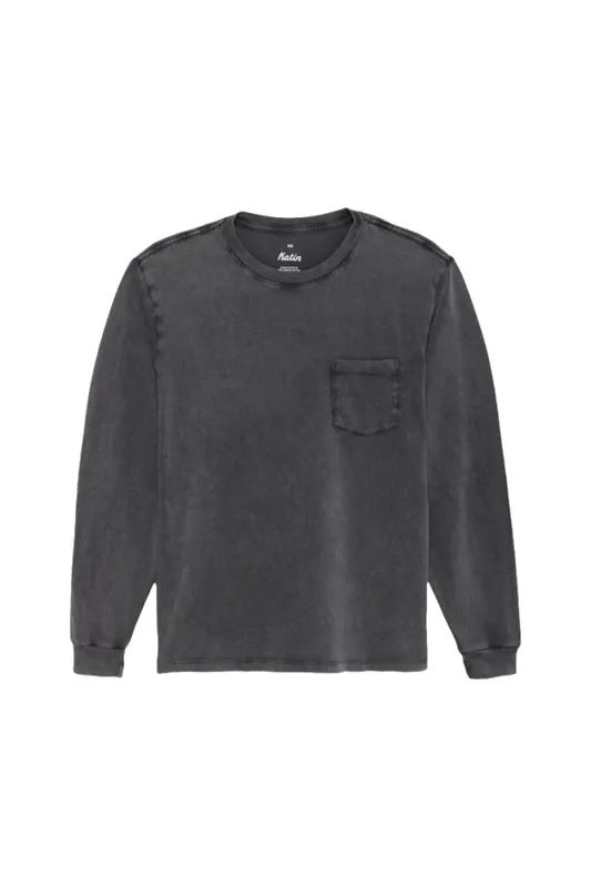 Katin Base Long Sleeve Tee Black Sand Wash Beliebt