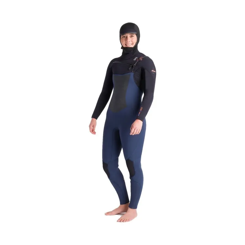C-Skins ReWired NuWave Hooded Women Steamer 6/5/4 Neoprenanzug Black / Blue L (US10 / UK12) Ausverkauf