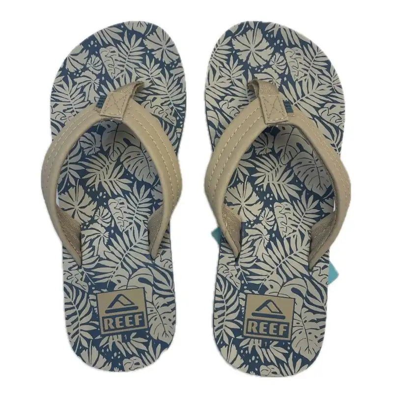 Neu reef Kids AHI Zehentrenner Blue / Tan Palm US4 - EU 35