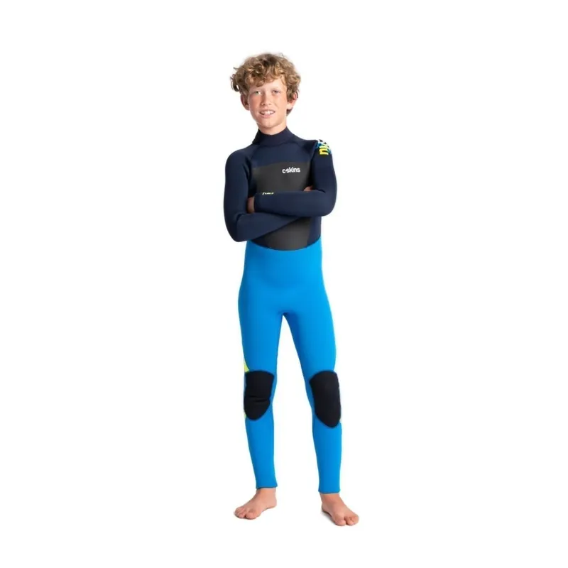 Wochenendangebot C-Skins Legend Junior Back Zip Steamer 4/3 Kinder Neoprenanzug Cyan Slate Multi JXS