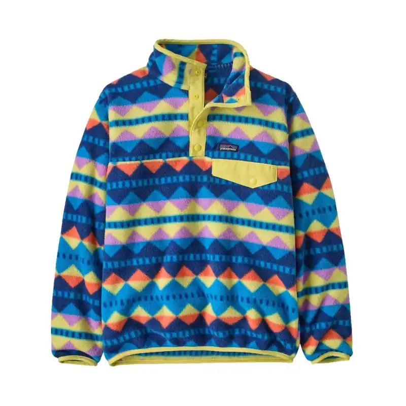 Patagonia K's Lightweight Synchilla Snap-T Fleece Pullover Diamond Stripe Uplift Blue M(10) Top-Seller