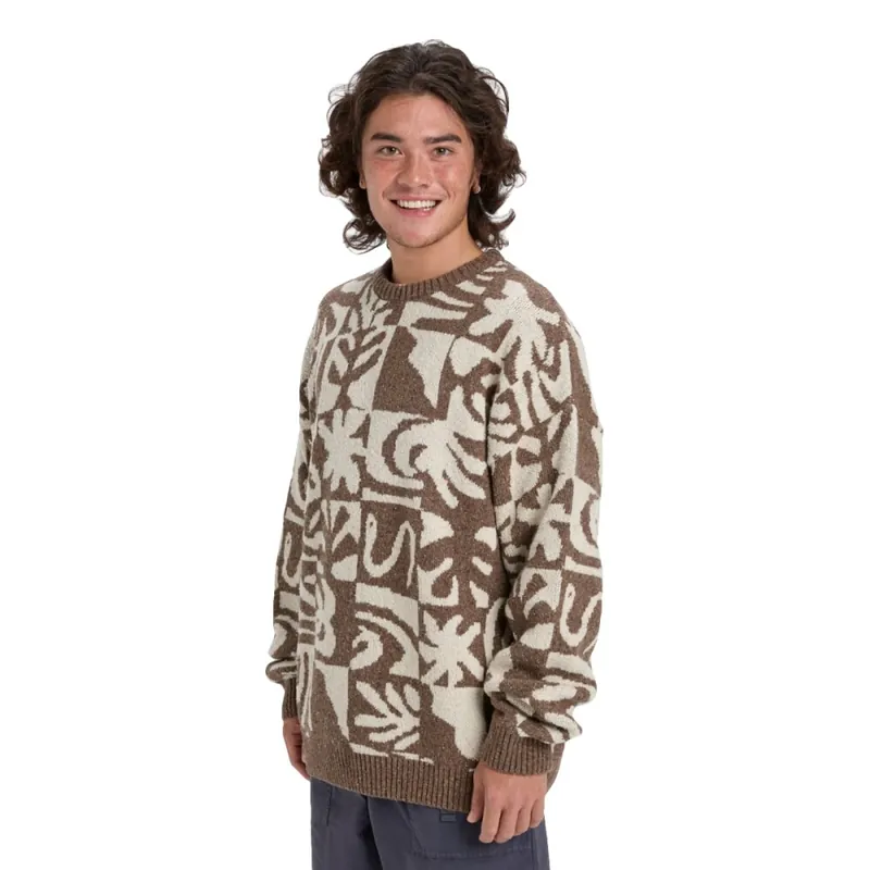Quiksilver Hall City Jacquard Sweater Chocolate Brown Terreau Desert S Direktkauf