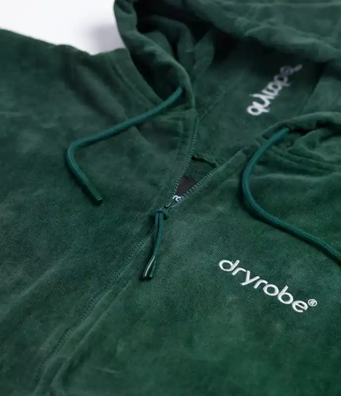 Letzte Chance DRYROBE Fullzip Handtuchmantel Baumwolle Grün S