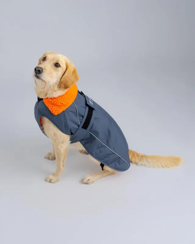 Saisonangebot DRYROBE Dog Coat Hundemantel Grau Orange M
